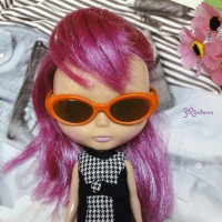 HSM011ORE03 Neo B Doll Plastic Mimi Orange Glasses Brown Lens HSM011ORE03 Neo B Doll Plastic Mimi Orange Glasses Brown Lens