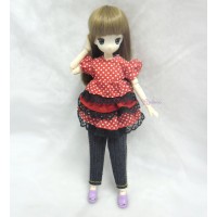 TBS052RED Obitsu 21cm 23cm bjd Outfit Lace Dress + Jeans Pants TBS052RED Obitsu 21cm 23cm bjd Outfit Lace Dress + Jeans Pants